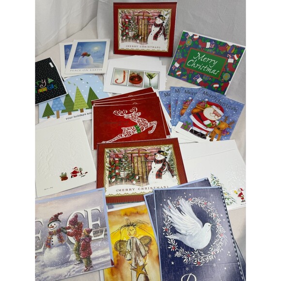 Modern Style Christmas Card Lot of 38 pc with Envelopes Holiday Greetings - Picture 1 of 9